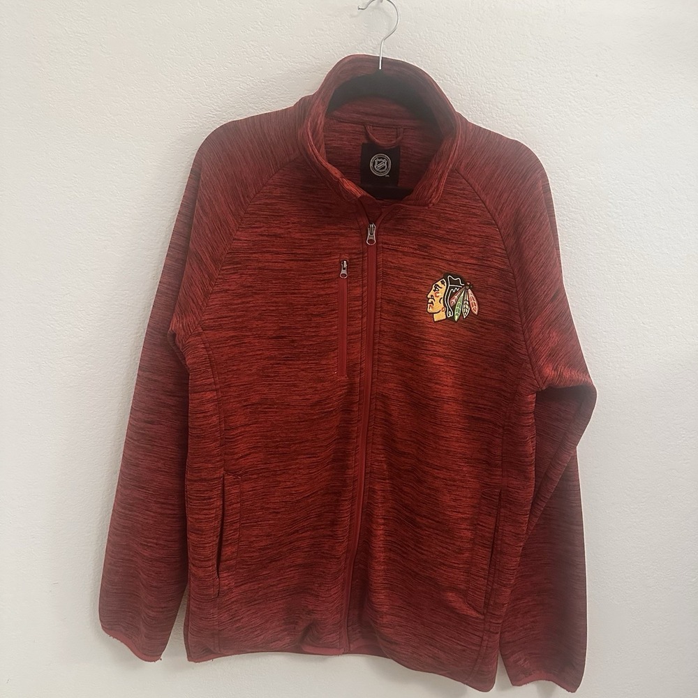 Chicago Blackhawks Jacket Mens Size Medium Full Zip Red NHL GIII Carl Banks